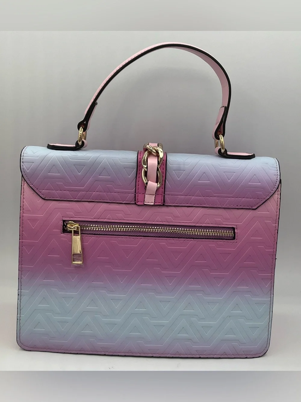 Aldo Gradient Pink and Lilac Top-Handle Satchel with Gold Chain